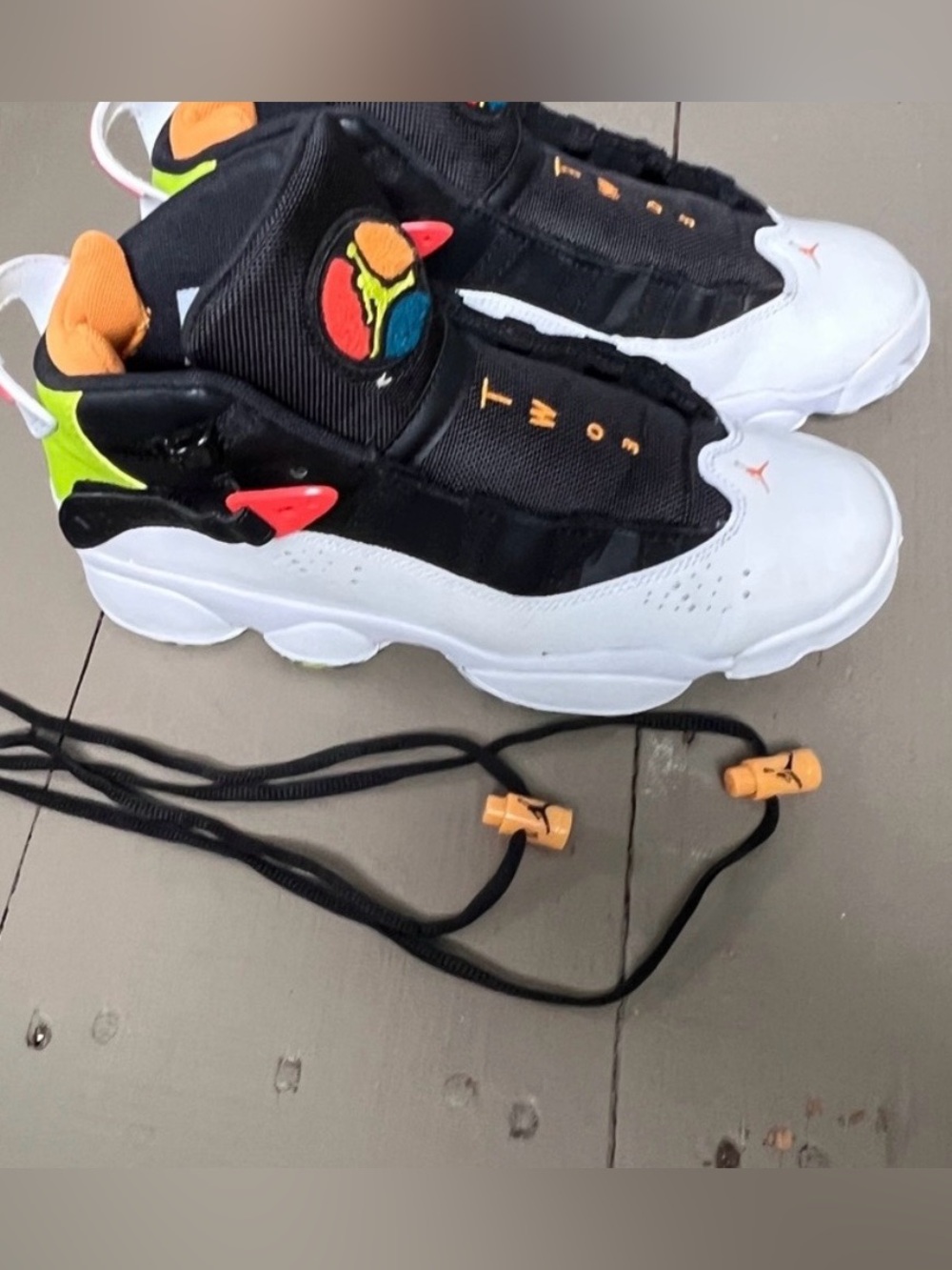 Nike Jordan 6 Rings His Harness White Neon 6.5 Y 8W
